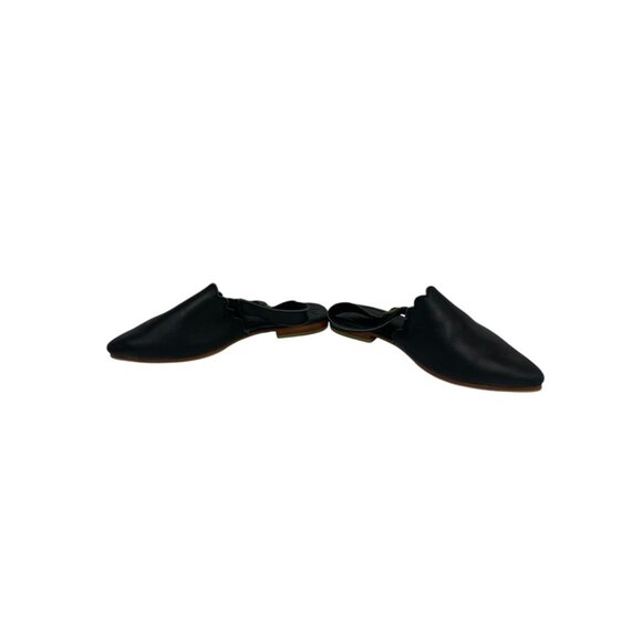 Elf Womens Solid Black Leather Pointed Toe Sling Back Handmade Mule Size 7 Shoes - Picture 3 of 7